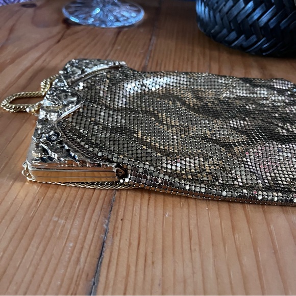 Vintage Whiting and Davis Face Flower Mesh Gold Purse Shoulder Bag Rare Chain - Picture 14 of 16